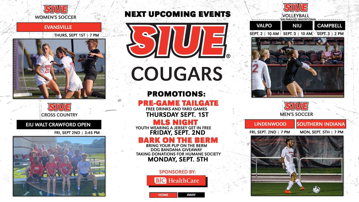 SIUECougars's tweet photo. Upcoming Events brought to you by BJC HealthCare.

#thisisSIUE https://t.co/Me5w3x6pNx