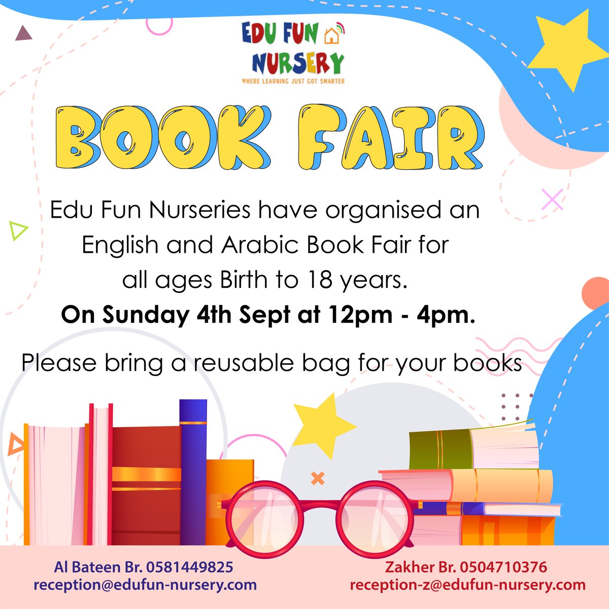 EduFun_Nursery's tweet photo. “The more that you read, the more things you will learn. The more you learn, the more places you’ll go.” Dr Seuss, “I Can Read With My Eyes Shut!” #openday #openschoolday #abudhabikids #abudhabinurseries #uaekids #bookfair #bookworm #bookfairies See you all on Sunday :) https://t.co/fNUCcQN6wM