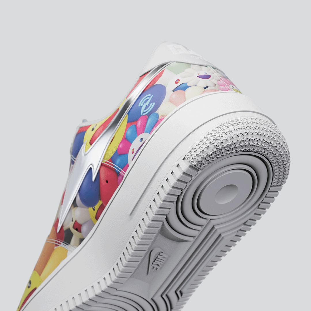 RTFKT's tweet photo. Murakami Drip collection : 
Accessible for all Murakami Drip Trait holders, created in collaboration with @takashipom 
Including the first ever @RTFKT x Murakami x @Nike Air Force 1 🤯🌸 https://t.co/wSROY3Cl2f