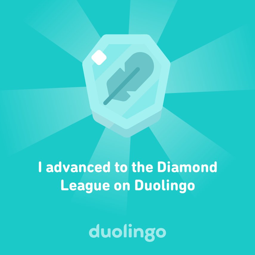 PaczynskiRobert's tweet photo. I advanced to the Diamond League on Duolingo https://t.co/61Z4siuG1S