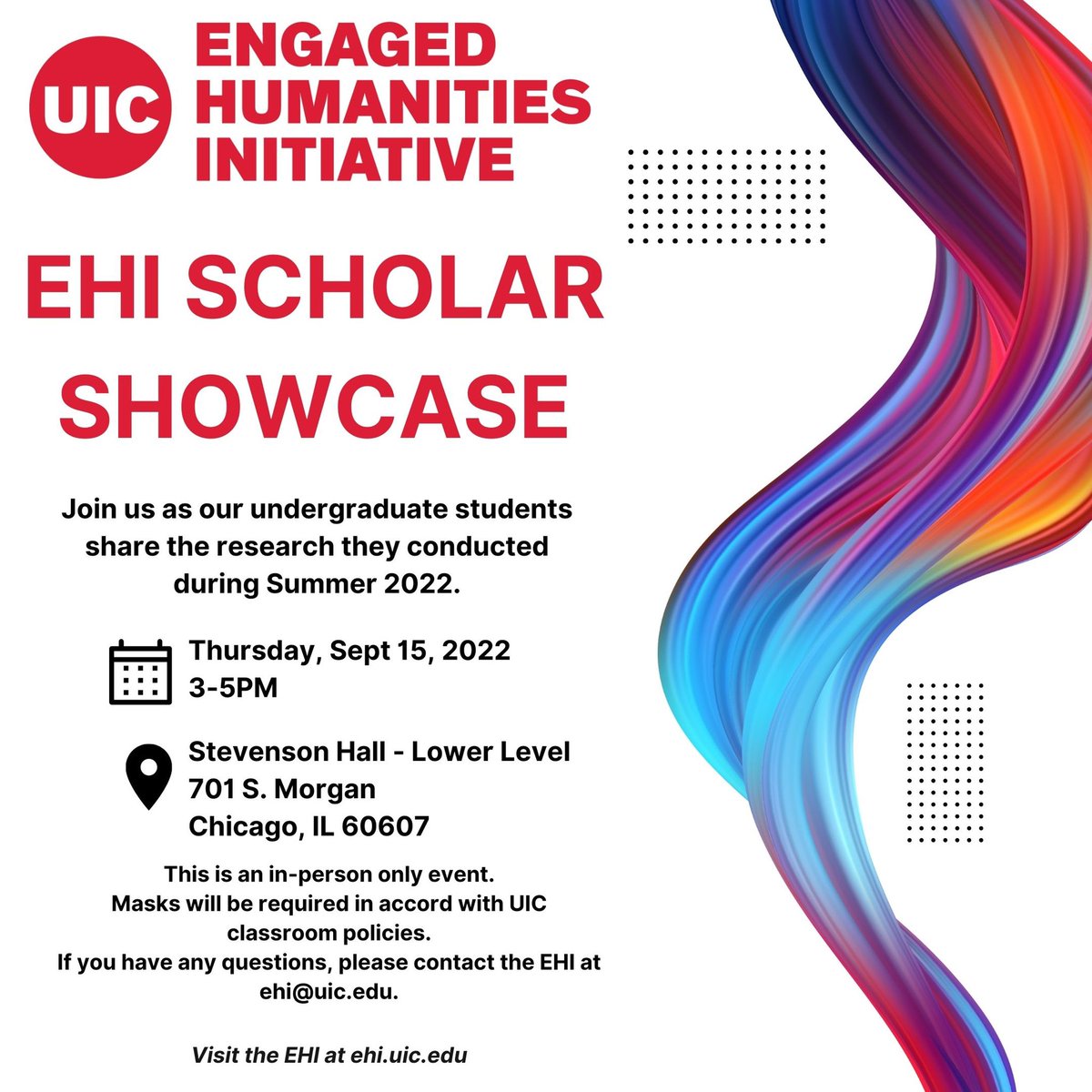 UICEngagedHuman's tweet photo. Join us on September 15, 2022 as our scholars discuss their summer research from 3-5PM. https://t.co/j9Qnhs1Msv