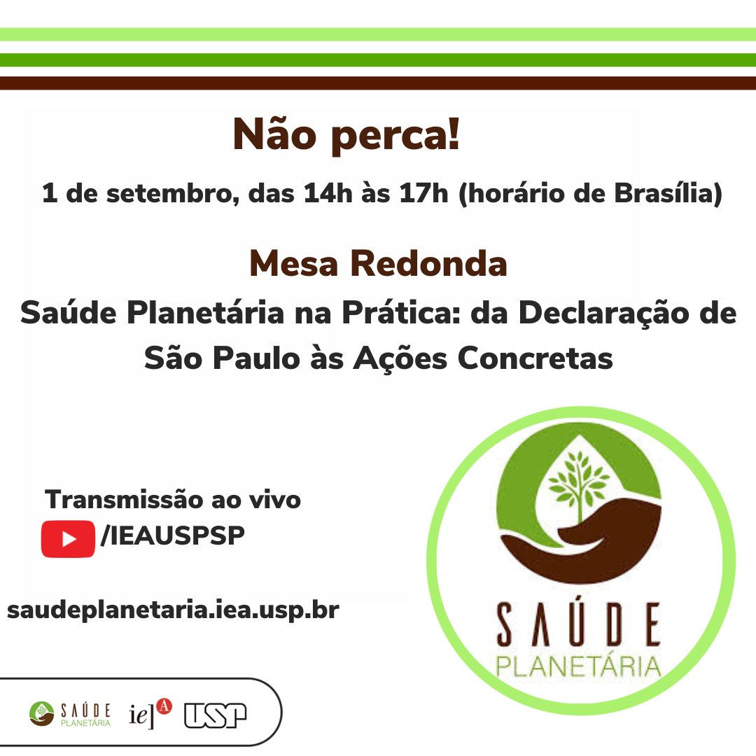 Pesquisadores vão debater sobre ações concretas para a Saúde Planetária sob diferentes perspectivas. Transmissão pelo canal do Youtube do <a href="/ieausp/">IEA-USP</a> nesta quinta (1/9): youtube.com/c/IEAUSPSP.