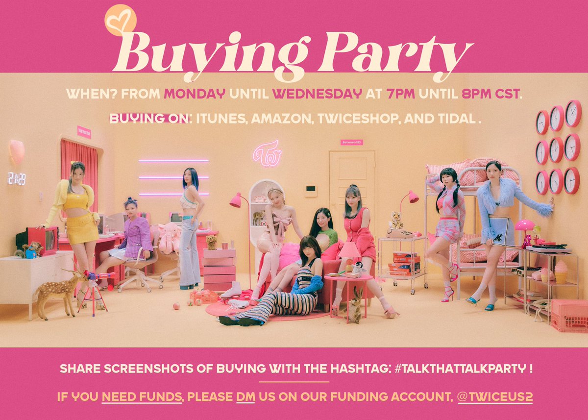 TwiceUSofficial's tweet photo. ONCE!! 

Tune into our BUYING PARTY TONIGHT AT 7PM CST

#TWICE https://t.co/6EkJlUXAFU