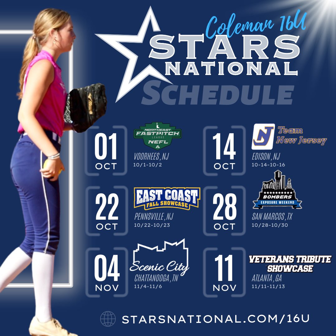 Stars National Coleman 16U on Twitter "⭐️ 2022 Fall Schedule⭐️ ️ https
