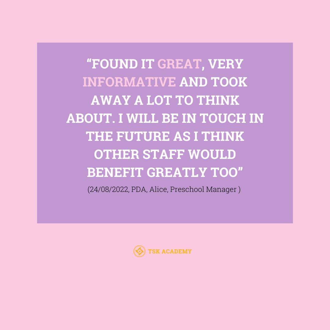 TSK_Academy's tweet photo. Thank you Alice for this wonderful review 🤗🤗🤗

Next workshop 8th September at 6.30pm

Come and find out why we get such great reviews

For more information:
https://t.co/9Yh7D25A4m 

#Training #WorkShop #Review #PDA #TSKAcademy https://t.co/nwykXxhvMO