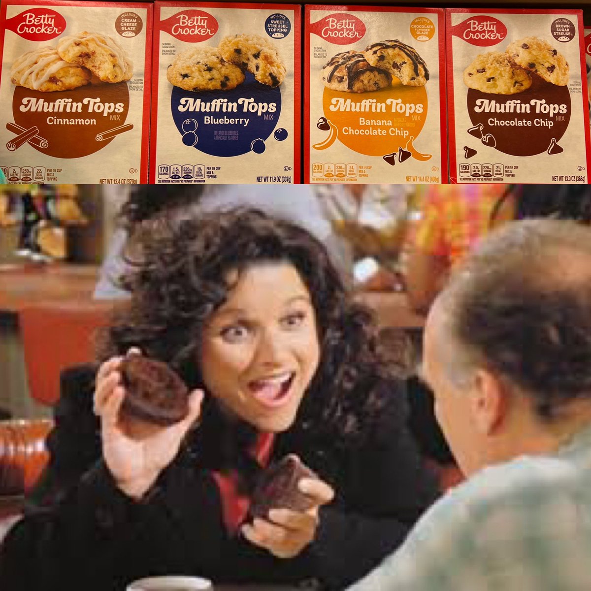 FoxandBrambles's tweet photo. ‘Oh yeah. It's the best part. It's crunchy, it's explosive, it's where the muffin breaks free of the pan and sort of does it's own thing. I'll tell you. ‘#muffintops #Seinfeld https://t.co/0o3PiwkOsi