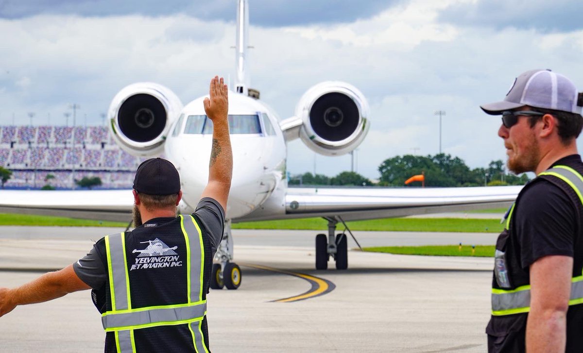 YelvingtonJet's tweet photo. #gulfstream550 on deck. Justin and Sawyer on #ramplife duties. π
#yelvingtonjetaviation #Jet #CustomerService #Aviation #kdab #avgeek #avgeeks #FBO #FiveStarService #fixedbaseoperator #privateairterminal #corporatejet #jetlife #techstop #technicalstop #aviationmarketing https://t.co/XnH2th7gEV