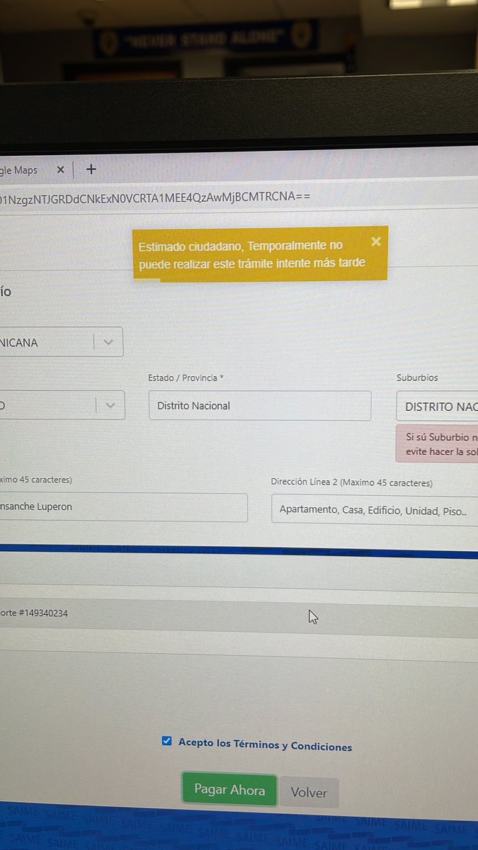 samirgpou's tweet photo. @mccoam Me sale este error al tratar de pagar la prorroga a domicilio Rep Dom https://t.co/GlZi65g7pX