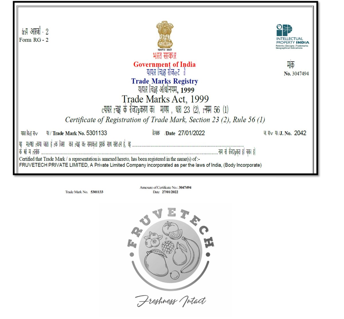 DrJagadisNIPGR's tweet photo. Delighted to share that our startup Fruvetech  trademark has been trademark certified with trademark registry Govt of India. Thanks to BIRAC, NIPGR, DBT and NIPGR constant support @NIPGRsocial @BIRAC_2012 @DBTIndia @DrManishDiwan @anilgb @rajesh_gokhale @fitt_iitd https://t.co/NQveAvwU2C