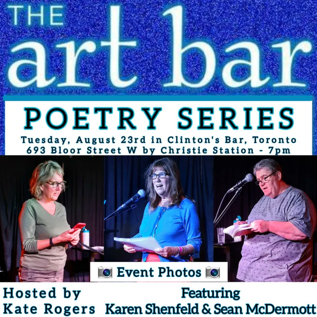 ArtBarPoetry's tweet photo. Some photos from the August 23rd @ArtBarPoetry event feat. Sean McDermott and @karenshenfeld1
Photos:
https://t.co/PHXY1Y1vNI
@MosaicPress #artbarpoetry #clintonsbartoronto #artbar #openmic #poetryreading #poetryrecitation #spokenword #spokenwordpoetry #toronto #torontoopenmic https://t.co/N7EC9hG1ax