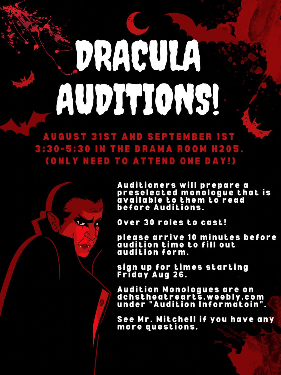 DCHSTroupe2017's tweet photo. Come and audition either Wednesday or Thursday! Sign up on the Drama room door! https://t.co/yA43r6RqMq