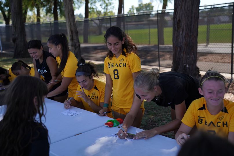 LBSUEM's tweet photo. Take this as your SIGN to come out and support your @LBSUSoccer as they take on Fresno State this Thursday, at George Allen @ 7:00pm! https://t.co/dlMaLHskH1