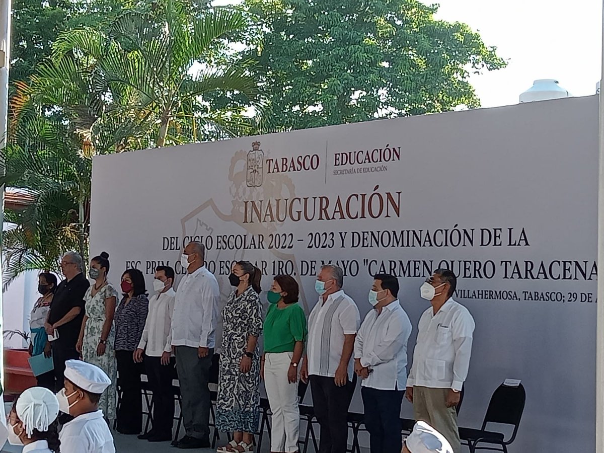 sitet_tabasco's tweet photo. El día de hoy, se llevó a cabo la “Inauguración del ciclo escolar 2022-2023 y Denominación de la Esc. Prim. Centro Escolar 1ro. de Mayo Carmen Quero Taracena“, al cual asistió como invitado especial, el Profr. Clemente Ortiz Méndez, Secretario de esta Organización Sindical. https://t.co/PLeRksbROq
