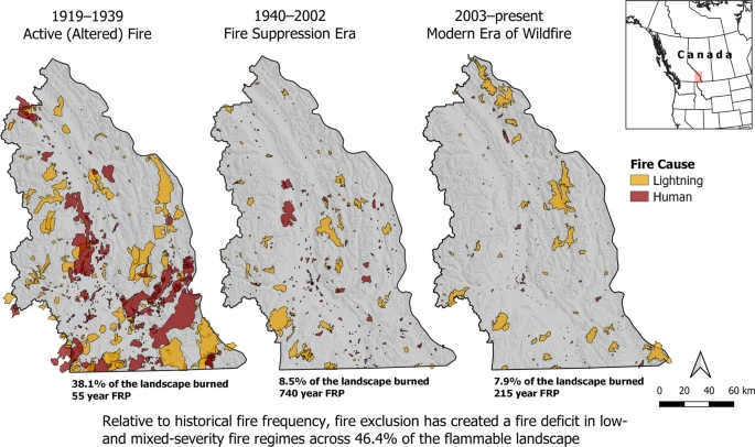 UBCForestry's tweet photo. “A century of transformation: #FireRegime transitions from 1919 to 2019 in southeastern #BC, Canada”
New publication from @jen_baron_ @PaulHessburg @LoriDanielsUBC @GergelSarah on the transition between pre-colonial and modern era fire regimes: https://t.co/wkYGNs5uqi #Wildfire https://t.co/CyPSQtKKTo