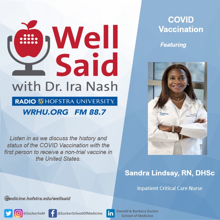 Zucker School of Med (@zuckersom) on Twitter photo Well Said has invited Sandra Lindsay, a nurse who manages the Critical Care inpatient units at Long Island Jewish MC as well as the first person in the United States to receive the #COVID #vaccine outside of a clinical trial. <a href="/NorthwellHealth/">Northwell Health</a> <a href="/HofstraU/">Hofstra University</a> <a href="/iranash/">Ira Nash</a> <a href="/sandralindsayRN/">Sandra Lindsay</a> Well Said has invited Sandra Lindsay, a nurse who manages the Critical Care inpatient units at Long Island Jewish MC as well as the first person in the United States to receive the #COVID #vaccine outside of a clinical trial. <a href="/NorthwellHealth/">Northwell Health</a> <a href="/HofstraU/">Hofstra University</a> <a href="/iranash/">Ira Nash</a> <a href="/sandralindsayRN/">Sandra Lindsay</a>