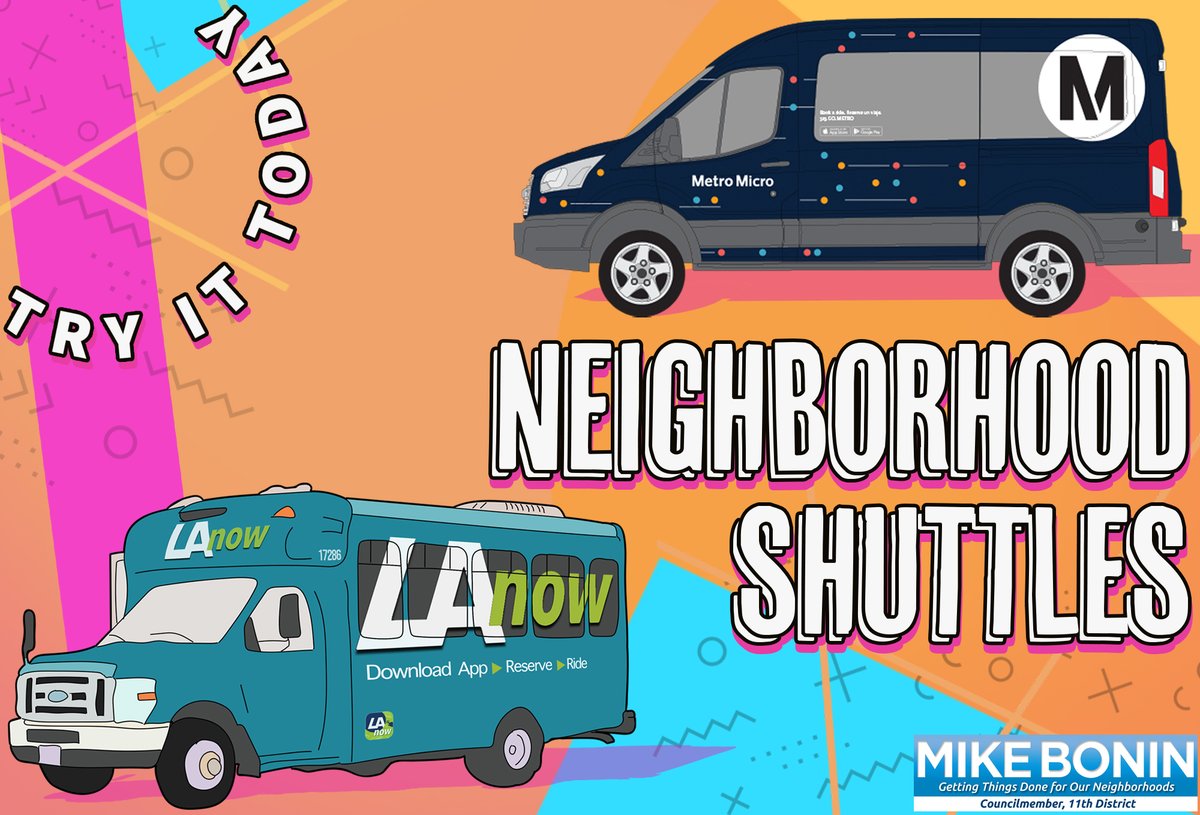 Try out one of your local neighborhood shuttles! LAnow shuttles will pick you up & take you to your destination! Download the app -> bit.ly/3lho6X8 Metro Micro provides shuttle services in Brentwood, West LA, & much of Westchester! More info: bit.ly/3wjFmkO
