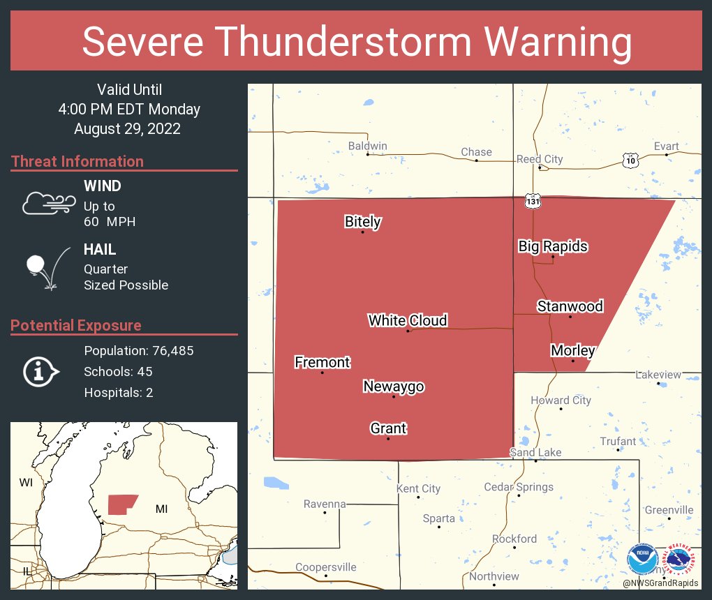 NWS Grand Rapids on Twitter "Severe Thunderstorm Warning including Big