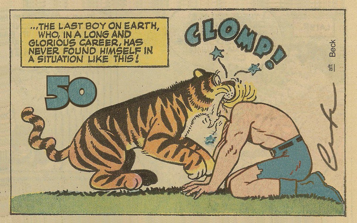 ChuckBrouilette's tweet photo. #50YearsAgoToday #Kamandi #TheLastBoyOnEarth debuted in #hisOwnSeries exiting #CommandD to explore #JackKirby’s #PlanetOfTheApes-inspired post- #TheGreatDisaster #NewYorkMetroArea #madeAPet of #TigerKingCaesar put in c/o #DrCanus &amp; aft meeting #AtomicMan #BenBoxer #criesInHisArms https://t.co/Zk2P8ic2WU