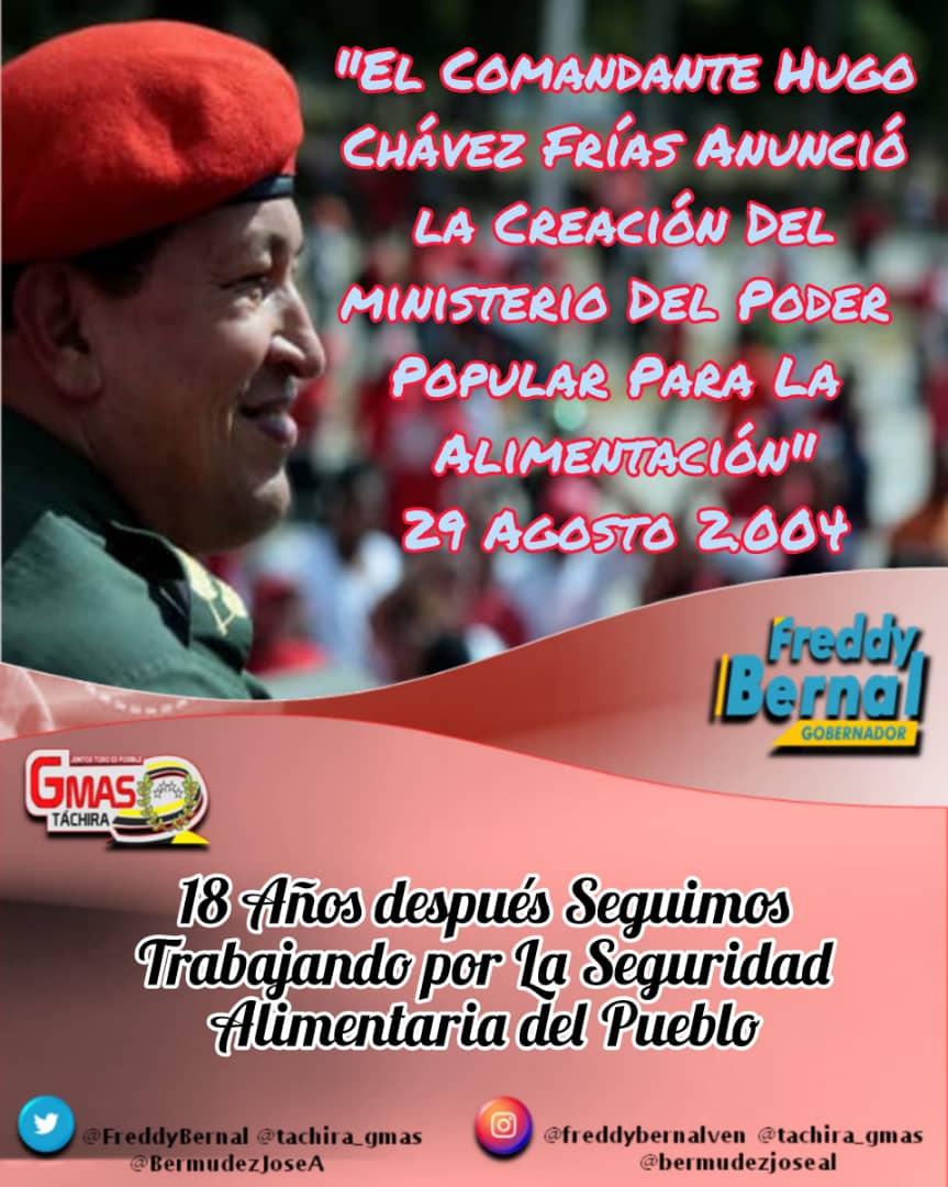 Gracias a Dios y a estas politica alimenticia se a realizado un buen trabajo a los entes q dirigir el mismo a nuestro <a href="/NicolasMaduro/">Nicolás Maduro</a> <a href="/LealTelleria/">M/G Carlos Leal Tellería</a> a nuestro gobernador <a href="/FreddyBernal/">Freddy Bernal</a> al ing <a href="/BermudezJoseA/">Bermúdez José</a> al lcdo <a href="/carlosperez_ch/">Carlos Alfonso Pérez</a> @tachira_gmas