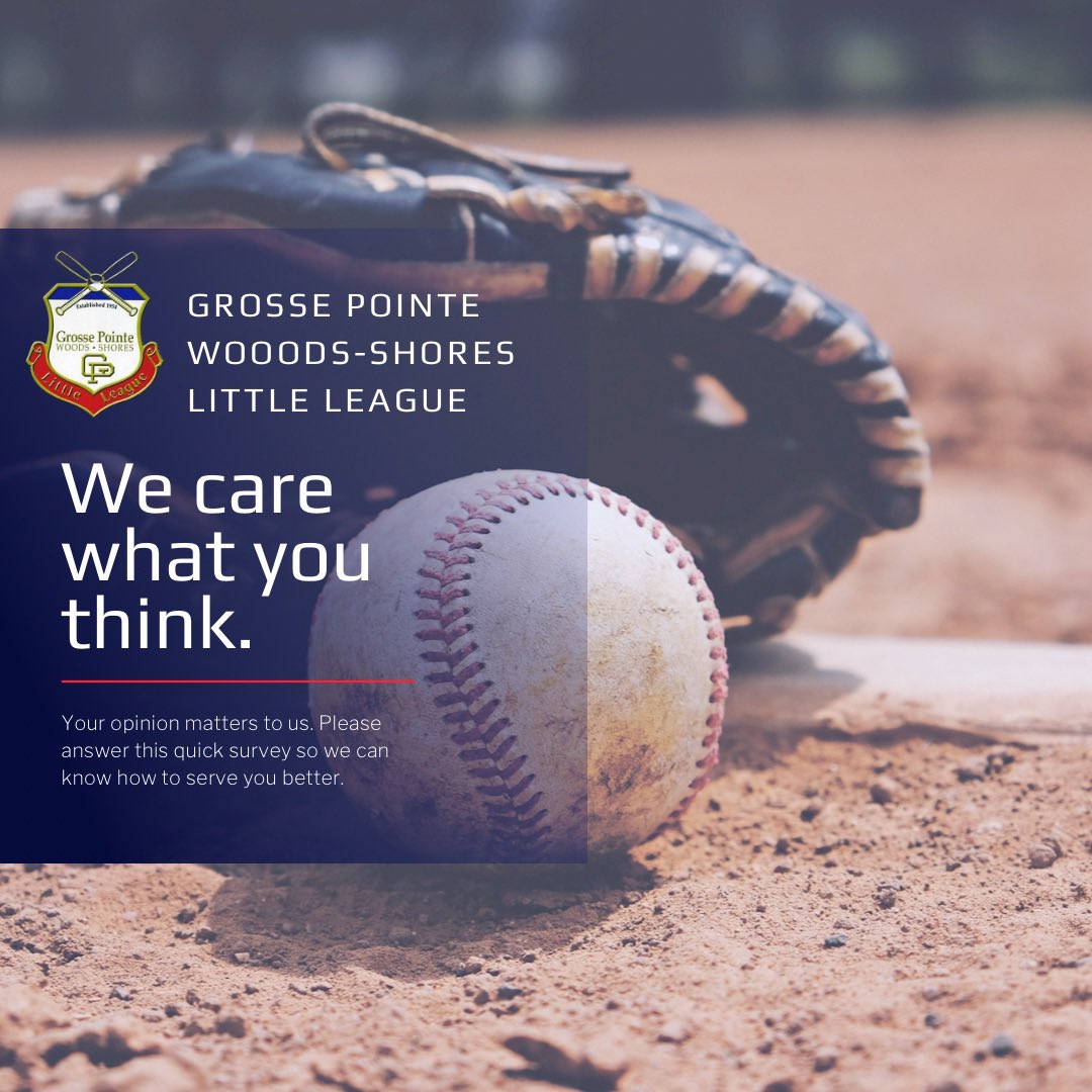 GPWSLL's tweet photo. We want to hear from you! Please check your email, or visit the link below, for the 2022 survey and tell us about your experience. 
#gpwsll #gpws #littleleague #playball #tellusaboutit https://t.co/k1RDGIU9BM https://t.co/0z3QpHgWkz
