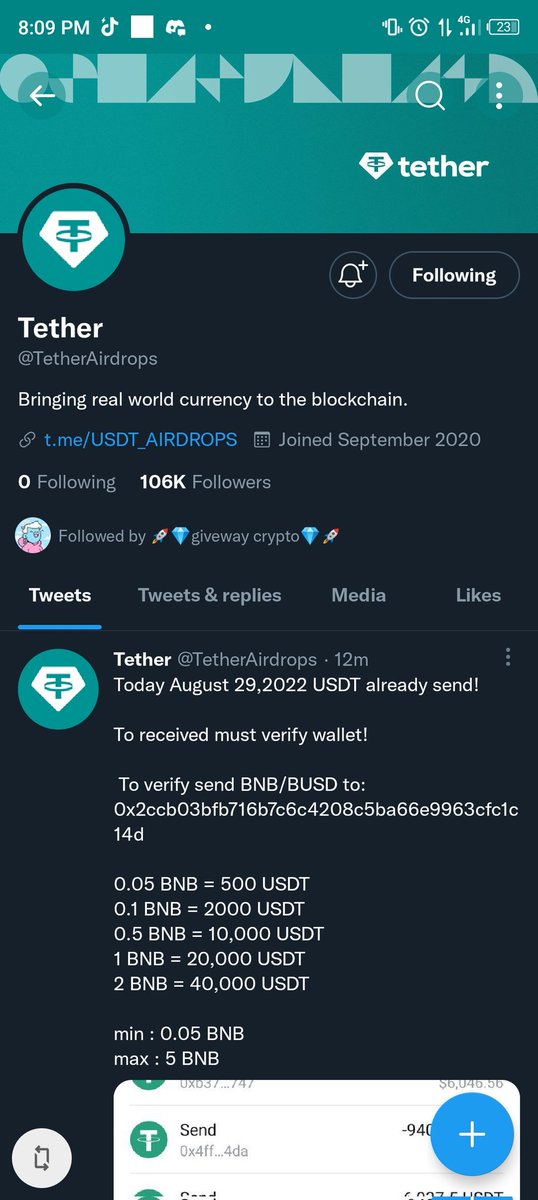 DavidOsaloni's tweet photo. @TetherAirdrops Done
Thanks❤️💙 https://t.co/JIMZ9zWe59