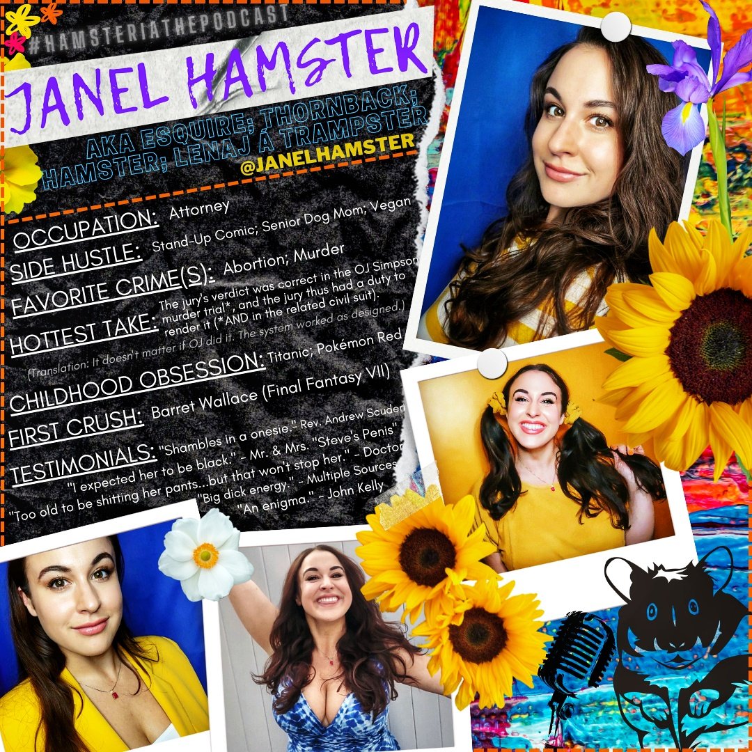 hamsteriathepod's tweet photo. Happy Monday, y'all! We're counting down to the @hamsteriathepod Pilot Release this Friday, September 2nd, 2022 by introducing our Ho-Hosts and Staff. First up is your Host, Janel Hamster @janelhamster ✨

#hamsteria #hamsteriathepodcast #janelhamster #janelhamstercomedy https://t.co/nvO6gksjdV