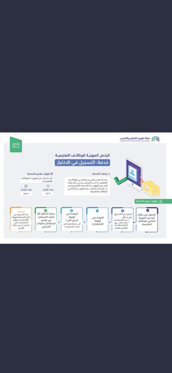 qdrat's tweet photo. 📢هام 🚨

♦️طريقة التسجيل في اختبارات الرخصة المهنية بالخطوات 👇👇
#الرخصة_المهنية_التربوي_العام #الرخصة_المهنية #الرخصة_المهنية_للمعلمين https://t.co/rYrMTPHwG1