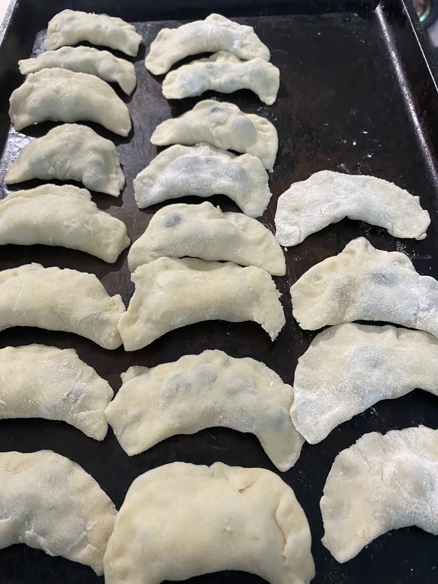 billcs's tweet photo. Made some more of these, this time blueberry as well as a similar bunch of potato and cheese! #perogy #varenyky #Ukrainian https://t.co/EKY63sHURg