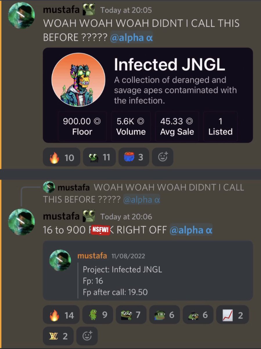 mxstyy_1's tweet photo. WE ALL EATTTTTT I called Infected JNGL 19 days ago 🔫🔫🎿🎿

• 16 to 19.50 
• 16 to 50 
• 16 to 900 

With this months profits… you could buy a @DeGodsNFT off floorrrrrrr

🔥🔥🔥🔥🔥🔥🔥🔥🔥🔥
#NFT #Solana #Crypto @InfectedMob @frankdegods https://t.co/RCNieKgfbN