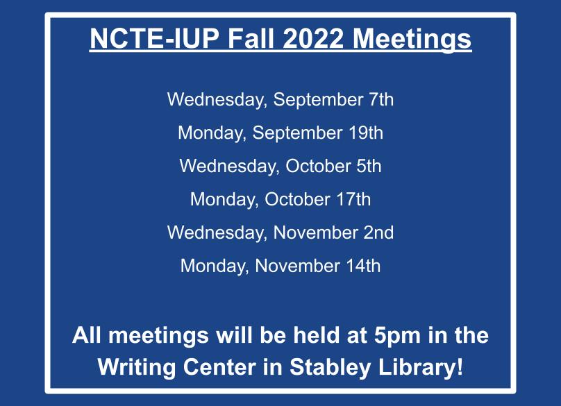 NCTEIUP's tweet photo. Mark your calendars and join us next week for our first meeting of the semester! We will be doing introductions and talking about our plans for the semester. There will also be a fun activity with old books and cookies! Can't wait to see you there! https://t.co/jV1pgcRG5w