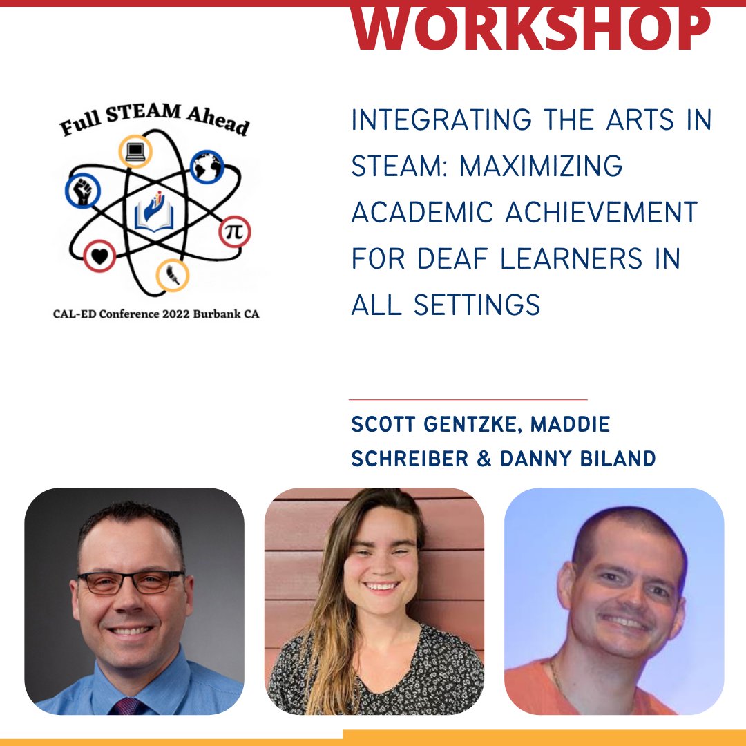 CaledOrg's tweet photo. Such great topics!
--> Deaf Interpreters (YES!), Boundaries and Consent, Financial Aid, and Integrating Art in #STEAM
Don’t miss the CAL-ED conference from 9/30 to 10/2 in Burbank, CA this year —> Register today! https://t.co/ANv7CBJJCl
#caled #caledorg #deafed #deafeducation https://t.co/eGbC5luDHg