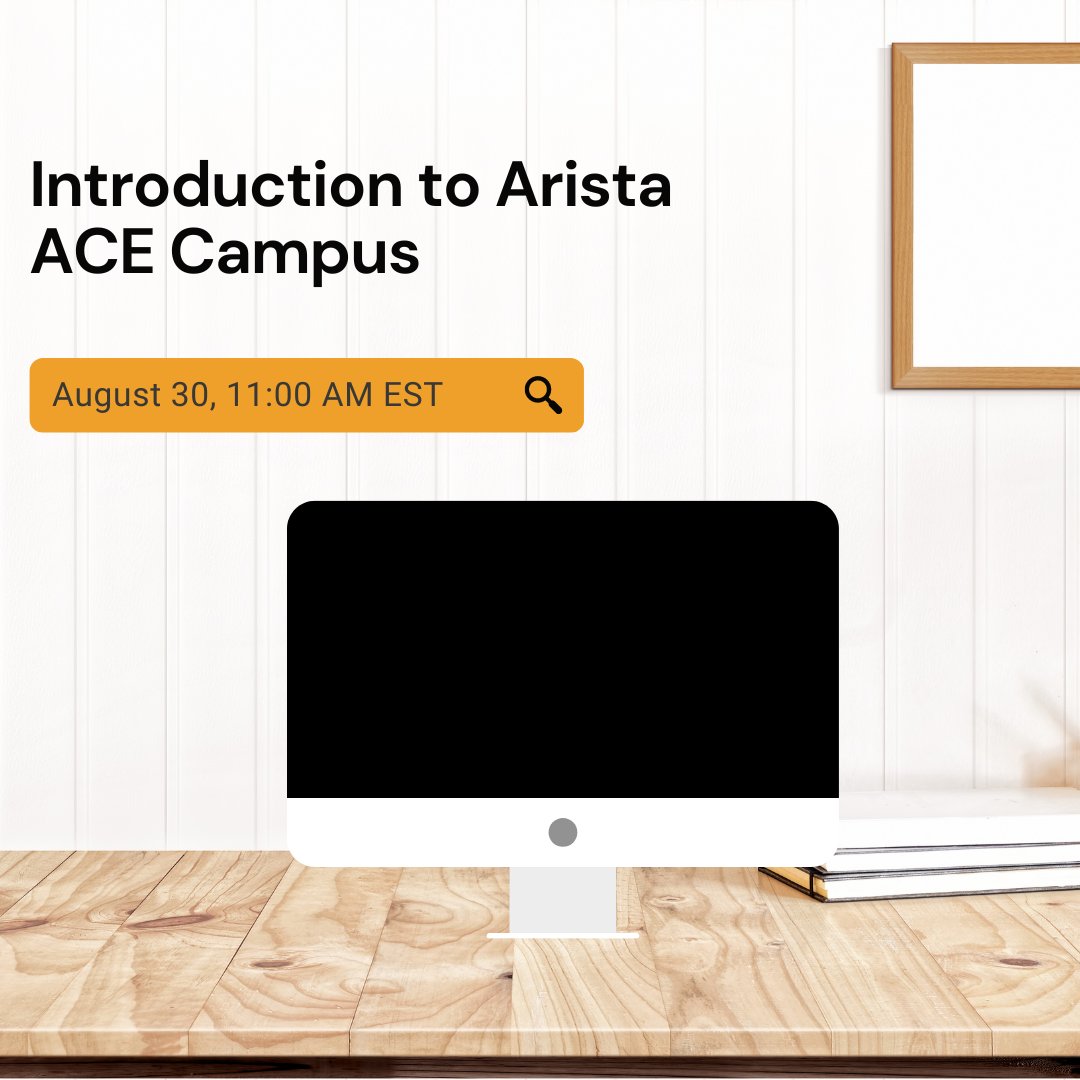 Join our live webinar tomorrow to learn about the new Arista ACE Campus class. After attending, you will understand how to use Arista CloudVision Portal and CloudVision Wifi to manage Arista switches and APs.

Register today: sunsetlearning.zoom.us/webinar/regist…