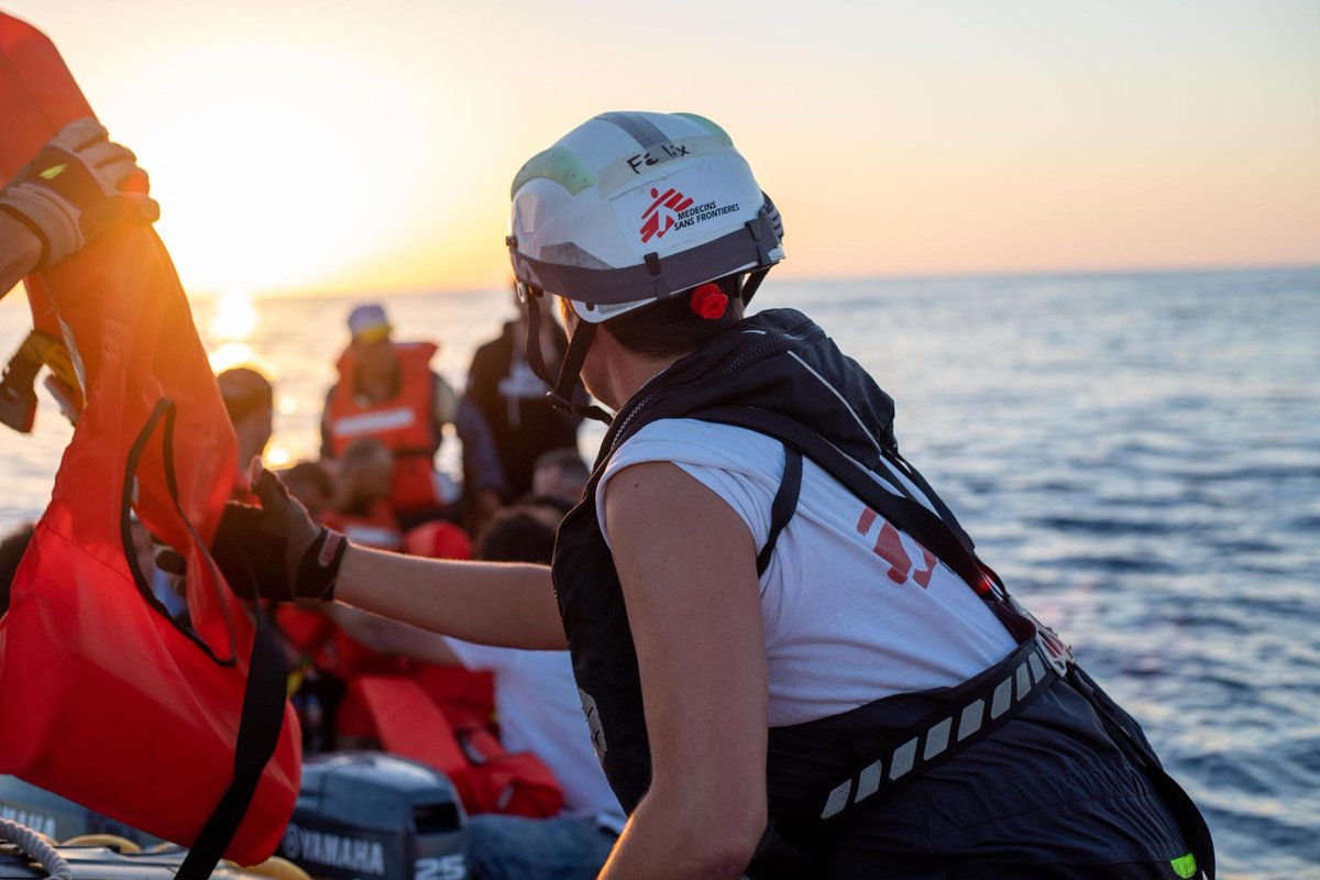 MSF_Sea's tweet photo. The 18 people, including two young children, are now safe. After almost three days without drinking, the survivors are dehydrated. They are currently being cared for by our team on board of the #GeoBarents. https://t.co/JNyJBLBhLy