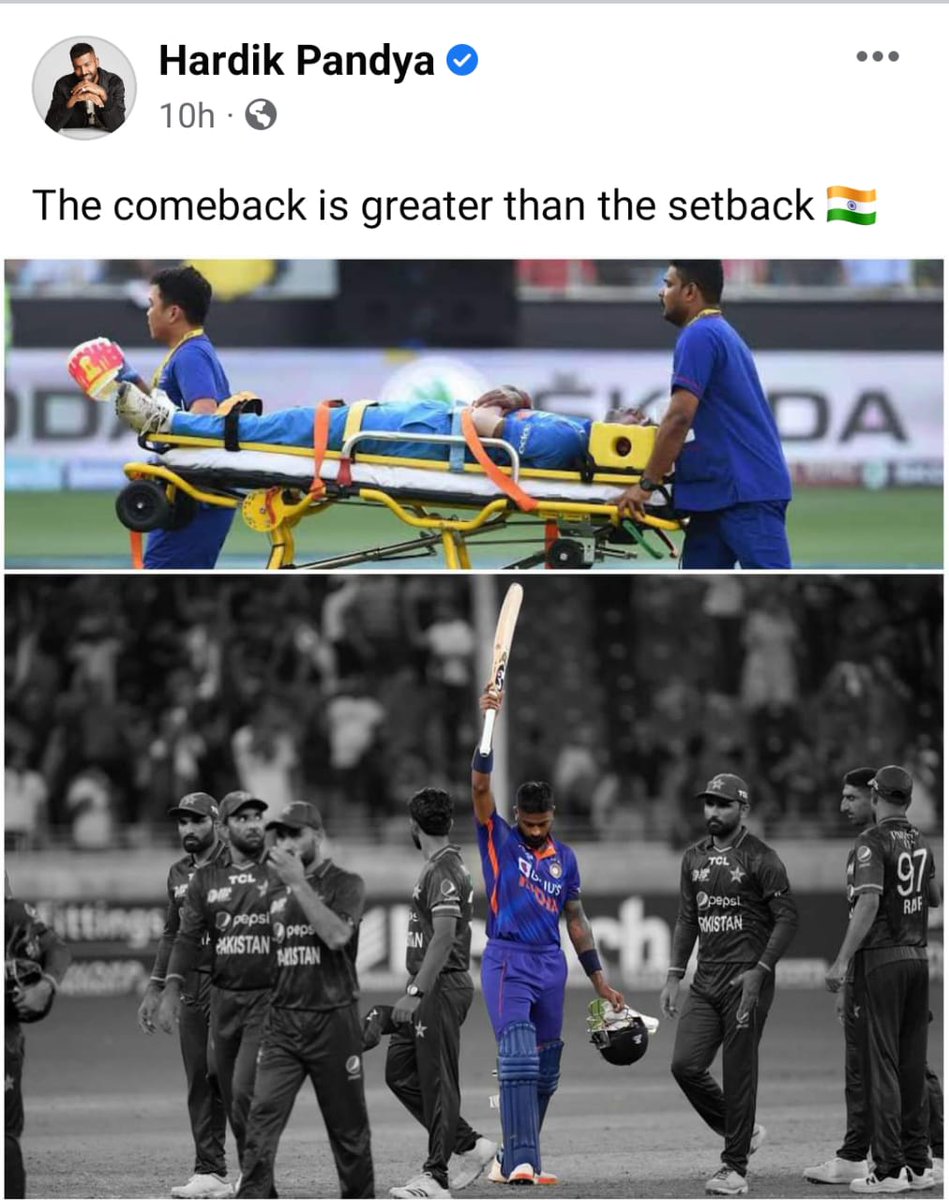 GangadharaGuru's tweet photo. *Come Back💪💪 You are the creator of your own destiny*🤟🤟
#HardikPandya @hardikpandya7 @indvspak https://t.co/Daugv4BMeB