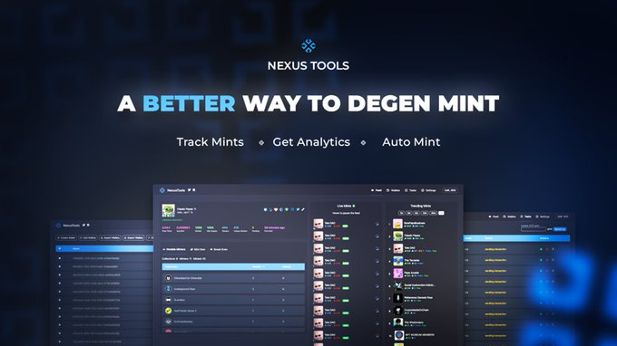 4evaFamouss's tweet photo. I have partnered with @NexusToolsNFT to offer you 2X WL spots to their upcoming #NFT mint for their analytics and autominting tool

To enter 👇

✅ Follow  @NexusToolsNFT &amp; @4evaFamouss 
✅ Like + RT
✅ Tag 3 Friends 

Winners drawn in 48h 🎁 https://t.co/9xvfZYtIfv