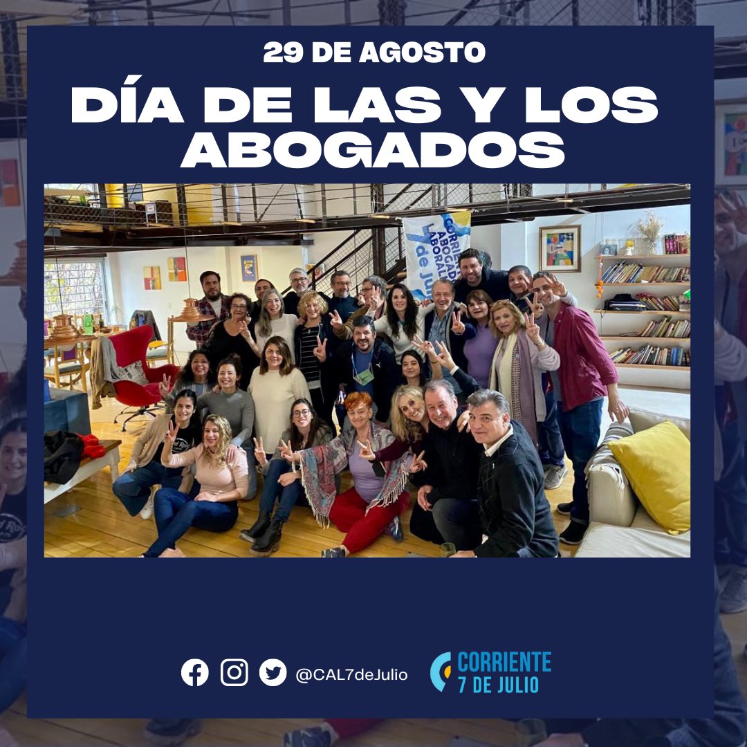 📆 • 29 DE AGOSTO: DÍA DE LAS Y LOS ABOGADOS

✌🏾 Feliz día a todxs lxs colegas que ejercen el derecho con compromiso y convicción transformadora. Seguiremos trabajando y militando para que el derecho sea una herramienta efectiva de los pueblos para alcanzar la justicia social ⚖️