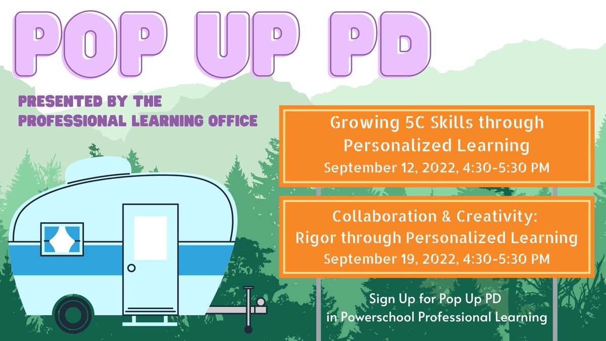 Pop in to the <a href="/LCPSProLearning/">@LCPSProLearning</a> #PopUpPD! Topics for September are Growing 5Cs Skills through Personalized Learning and Collaboration &amp; Creativity: Rigor through Personalized Learning #lcps23 #WeareOneLCPS #PersonalizedLearning #DeeperLearning #LCPS5Cs