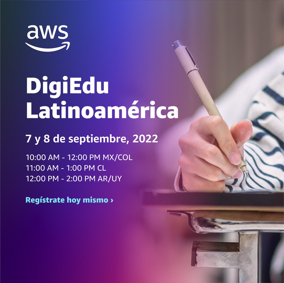 JBKRATZ's tweet photo. 📣Aprenda de expertos y comparte experiencias! Regístrate ya en el taller sin costo, #aws DigiEdu LATAM, que explorará la modernización, el uso de datos, la experiencia estudiantil y la investigación🔬! https://t.co/7WCJMM5PAo https://t.co/mD5uEcpBon