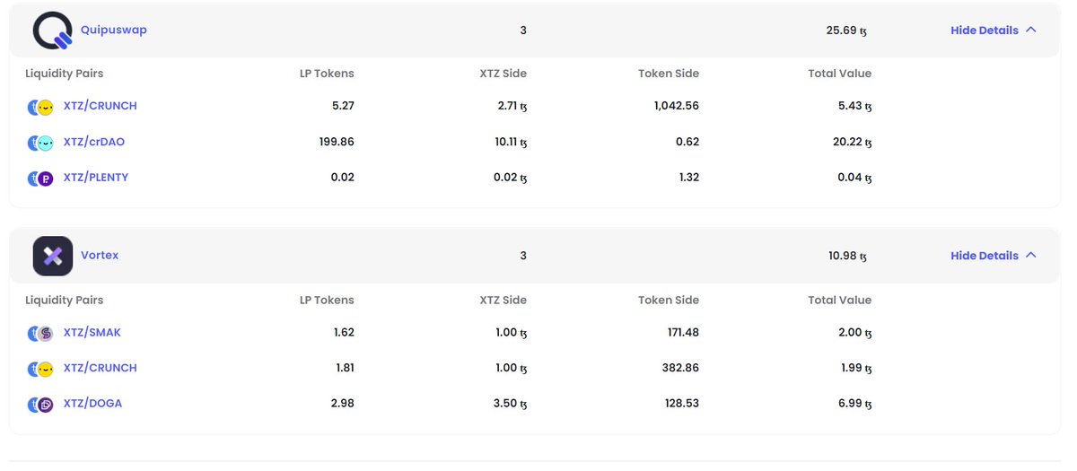 🦾Another upgrade complete!

<a href="/QuipuSwap/">QuipuSwap</a> and <a href="/smartlinkHQ/">Smartlink ⚡️</a> #vortex Liquidity Pool tokens are now tracked by the #Crunchy #DeFi wallet.

Connect your wallet and try it out at:

app.crunchy.network/#/

#tezos #xtz #blockchainevolved $xtz $crunchy