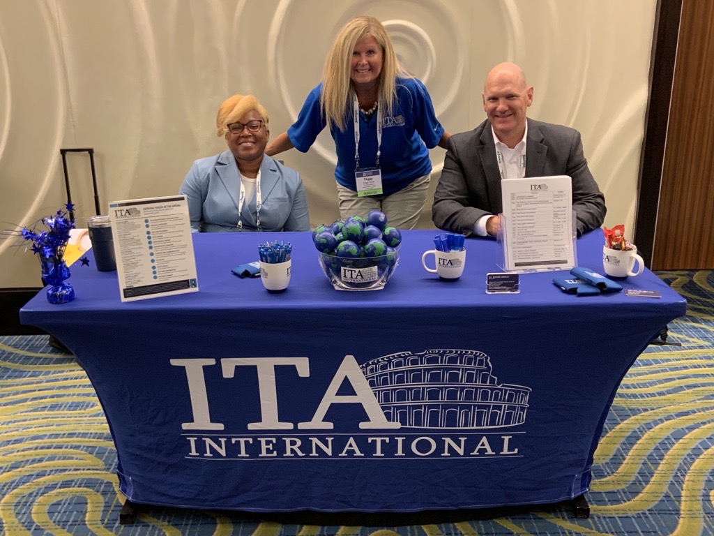 ITA_Intl's tweet photo. #happeningnow We're at the @INFORMS Conference on #Security today and tomorrow. Stop by our booth and learn more about ITA, our Data Solutions and open positions. (L to R) ITAers Alicia, Peggy and Bob are ready to chat and answer your questions. #InTheArena #cybersecurity #Hiring https://t.co/a9ezPLKjZO