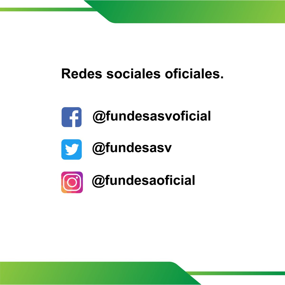 FUNDESASV's tweet photo. 📌Redes sociales oficiales de FUNDESA El Salvador. #elsalvador https://t.co/AUN13buKrn