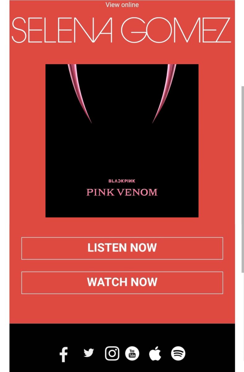 SelGPROJECT's tweet photo. Selena Gomez por medio de su boletin de correos electeonicos notifico sobre el lanzamiento de #PINKVENOM de #BLACKPINK https://t.co/ilRfcLd2rR