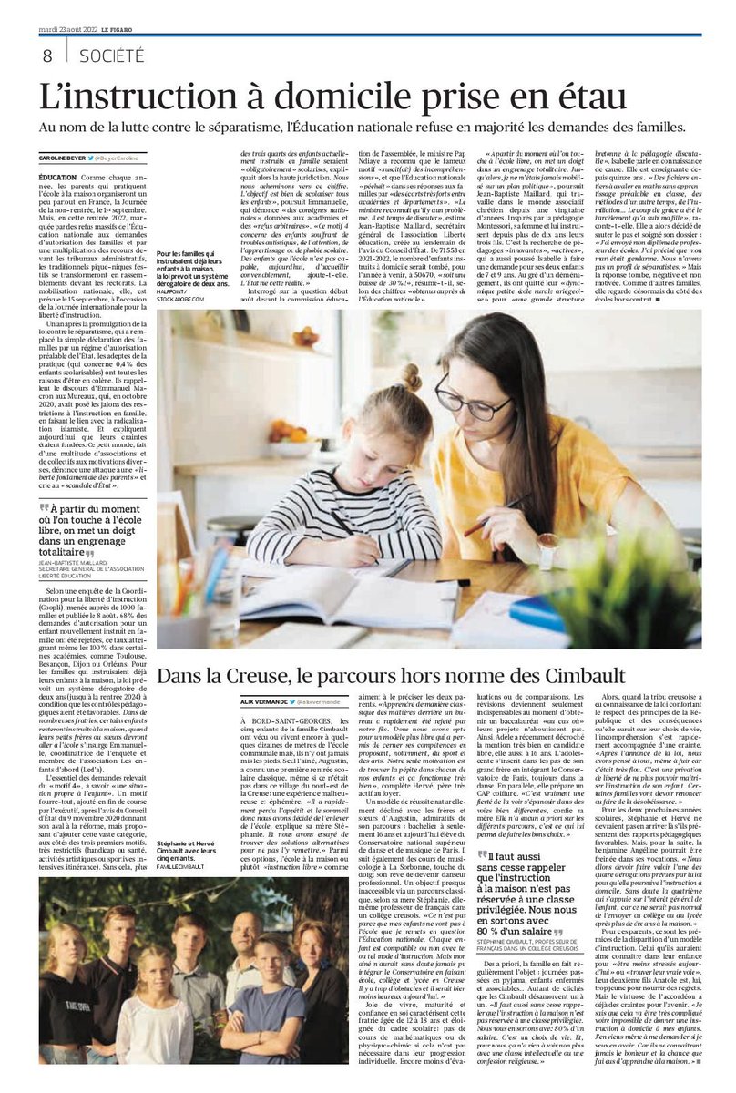 Merci à <a href="/BeyerCaroline/">Caroline Beyer</a> pour cette enquête autour de l'#ief dans <a href="/leFigaro/">lefigaro</a>.

lefigaro.fr/actualite-fran…

Objectif de la loi dévoyé, abus des rectorats et Dasen, inégalités de traitement sur l'ensemble du territoire, recours massifs au Tribunal Administratif pour