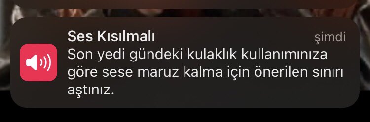 Sorunlardan müzik dinleyerek kaçarken aldığım bildirim ektedir