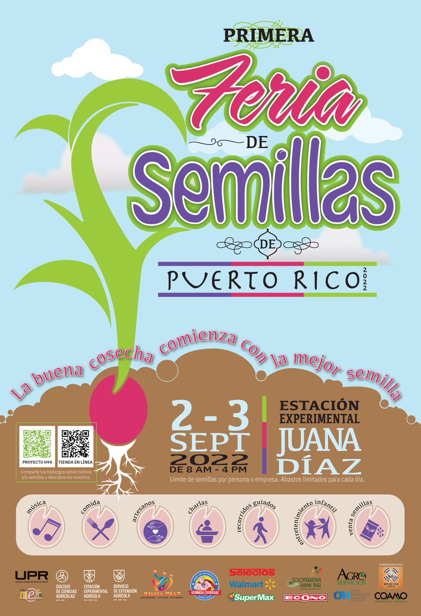 Este fin de semana se llevará a cabo la Primera Feria de Semillas de Puerto Rico.  Una actividad para toda la familia.  Asiste y disfruta de una gran actividad en la Estación Experimental Agrícola de Juana Díaz los días 2 y 3 de septiembre.