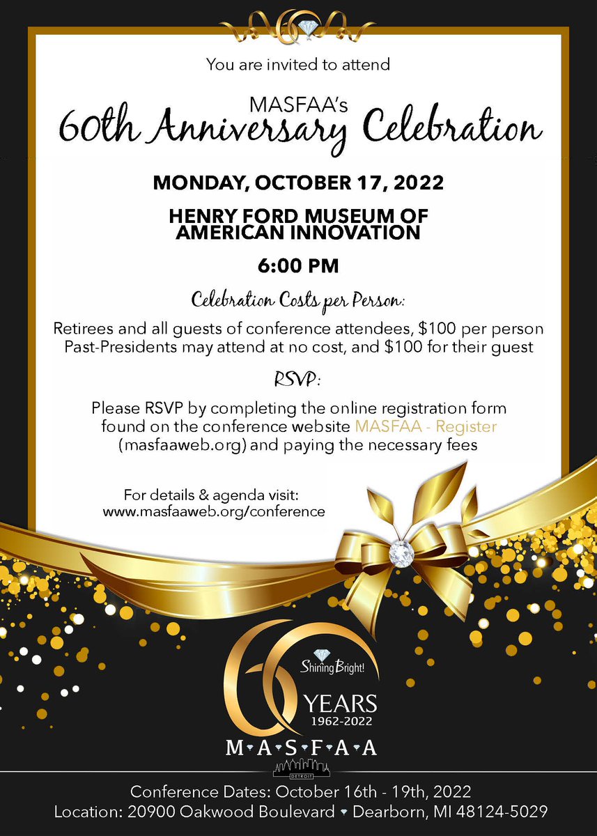 MASFAAweb's tweet image. Don't miss our on our 60th Anniversary Celebration this fall!