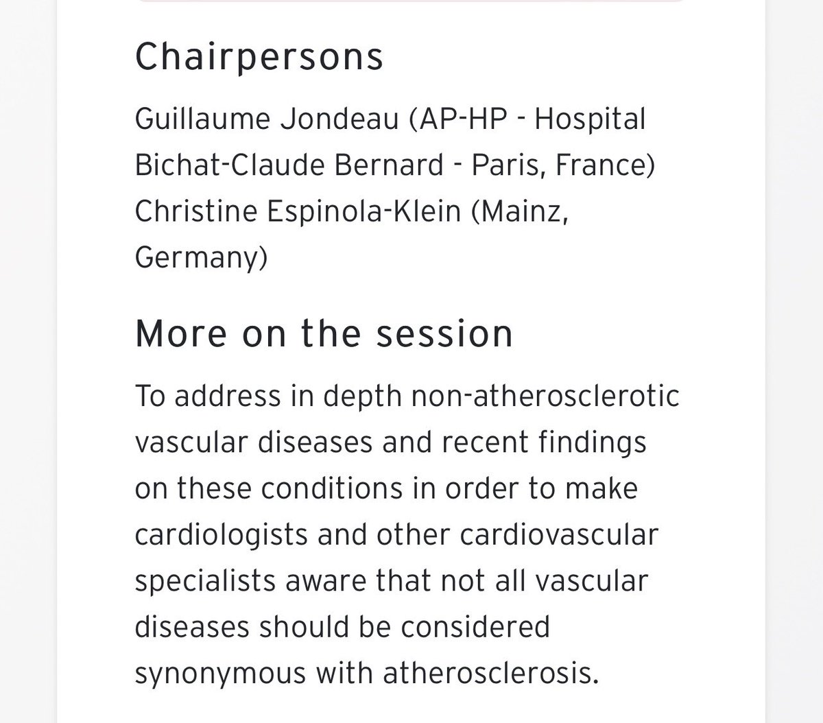 FmdBe's tweet photo. Thank you to Dr Alexandre Persu and #ESCCongress for including this session about #fibromusculardysplasia in coronary and peripheral arteries. 

#FMD #SCAD #fmdawareness #fmdstrong 
#arterialdisease https://t.co/ZubNmlxybA