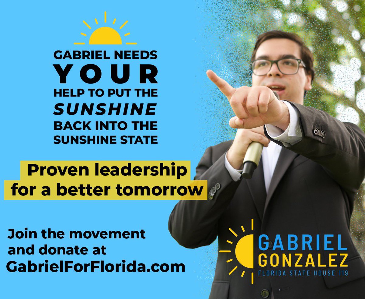 My name is Gabriel Gonzalez and I’m a 22 yr old first-gen 🇨🇺🇳🇮 American running to be FL 119’s next State Rep! Our grassroots movement has a chance at flipping this seat blue but we need YOUR help. Will you chip in today to help us reach our end of month fundraising goal?