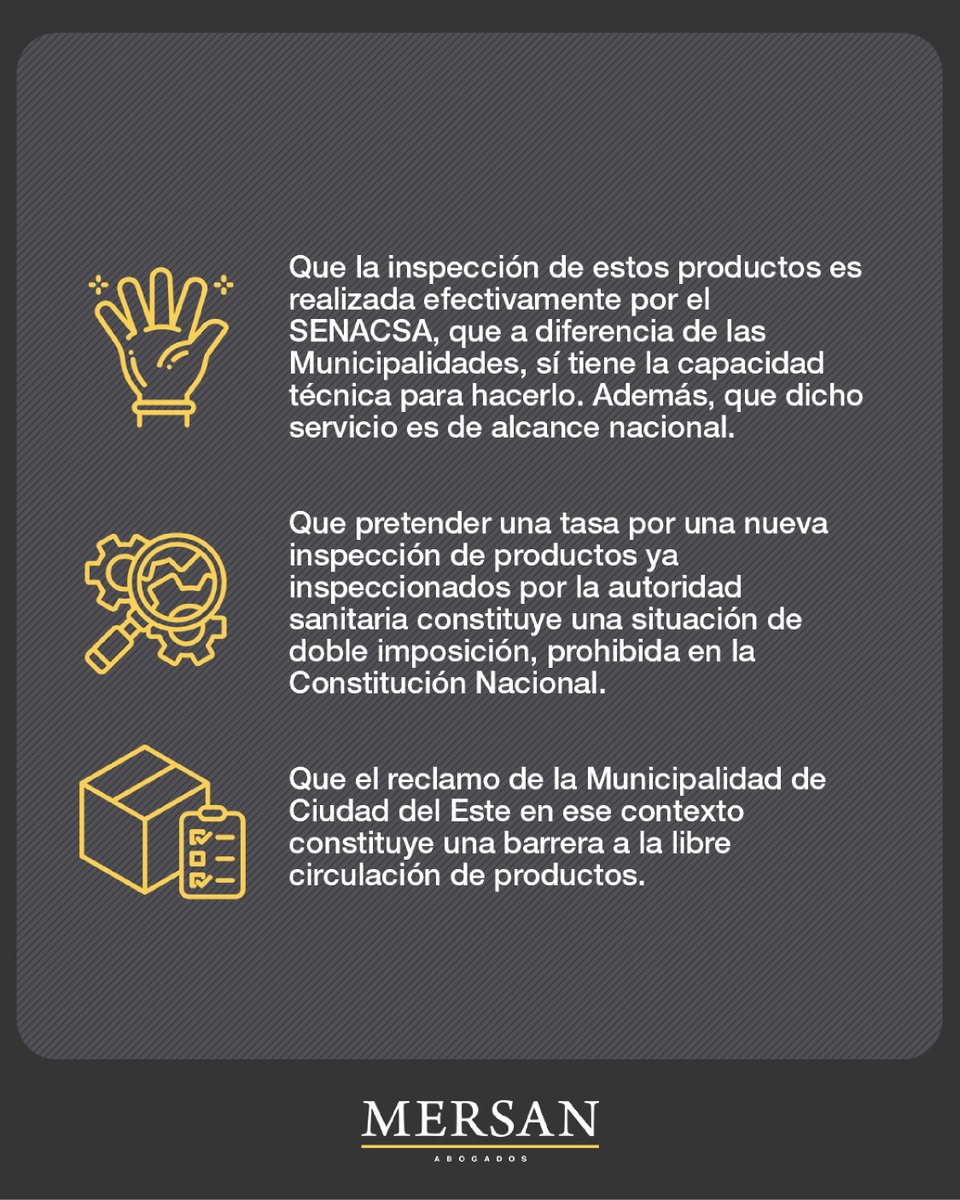 mersan_py's tweet photo. Te contamos el trabajo de nuestro equipo tributario en materia de tasas de inspección sanitaria.

#Mersan #MersanLaw #CasoDeÉxito https://t.co/MBIlRfKNCb