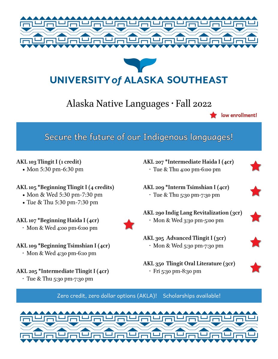 x_unei's tweet photo. It. Is. Go. Time.

First day of classes at UAS, and we need some folks in our language courses. We try to maintain safe spaces for learning, and try to keep the doors open for everyone. https://t.co/rH3NOdKOBJ